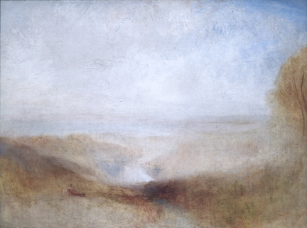 Paysage avec une rivière et une baie dans le lointain