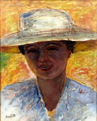 Portrait de femme au grand chapeau